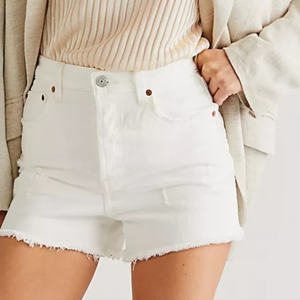 Levi's High-Waist White Denim Shorts